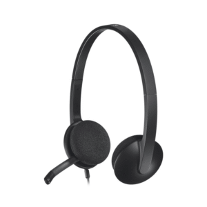 Logitech H340 USB Headset, Plug And Play, Noise Cancelling Microphone, USB Type A, Adjustable Headband, Black