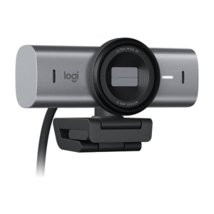 Logitech MX Brio Ultra HD 4K Collaboration and Streaming Webcam, 1080p at 60 FPS, Dual Noise Reducing Mics, Show Mode, USB-C, Webcam Cover, Works with Microsoft Teams, Zoom, Google Meet - Pale Grey
